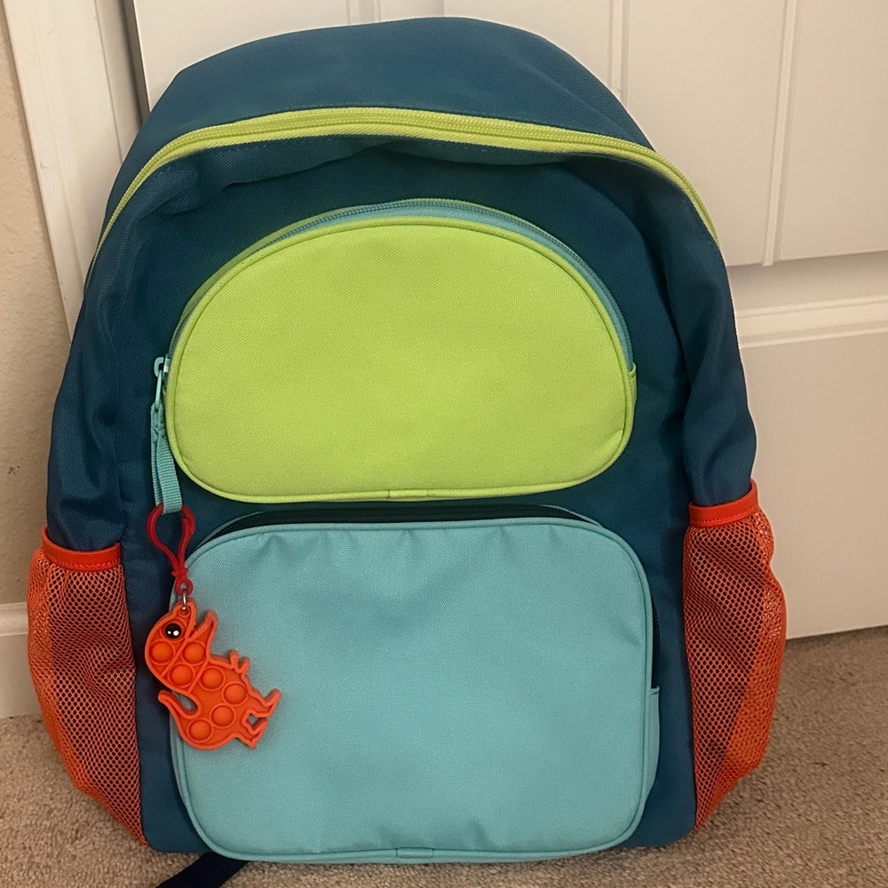 Cat and Jack Colorful Backpack with Toy Charm new without tags